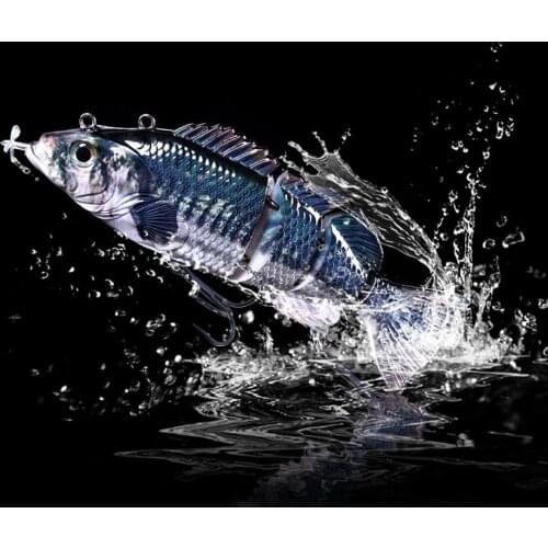 Sinking Wobblers Fishing Lures Jointed for 4-Segement Swimbait USB Rechargeable Flashing LED light