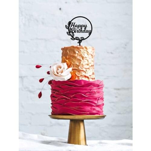 Birthday Party Decorations -Wreath Happy Birthday Cake Topper - Rose gold cake topper