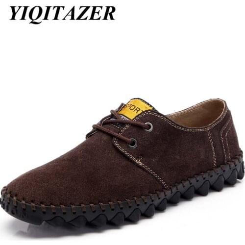 YIQITAZER 2018 New Design Fashion Casual Shoes Flock Leather Man,Lace up Non-Slip Rubber Soles Massage Business Shoes Men