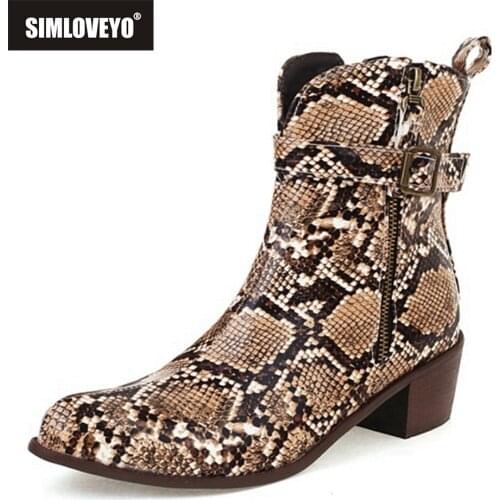 SIMLOVEYO 2021 Vintage Designer Ankle Boots Women Round Toe Square Mid Heel Zipper Big Size 32-43 Black White Yellow Brown S2458