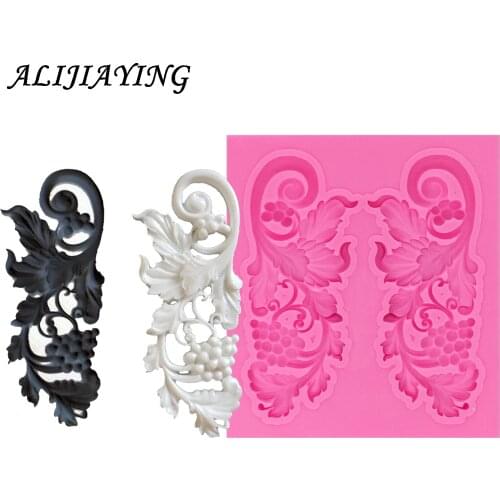 1Pcs Leaves lace silicone mold grape cake decorating tools Fondant chocolate moulds Sugar Craft Molds DIY Cake D1051