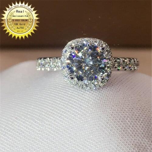 100%18K goldr ring 2ct D VVS moissanite ring Engagement&Wedding Jewellery with certificate