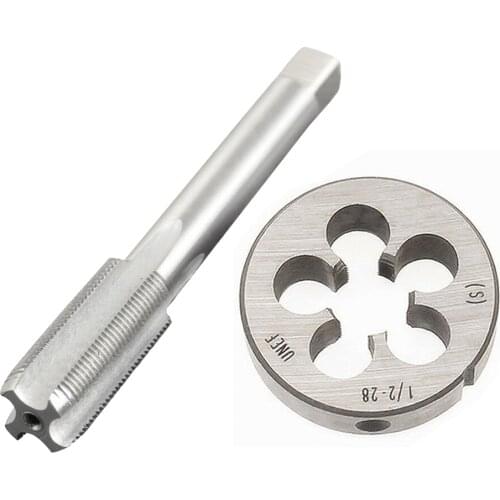 2pcs 1/2-28 UNEF Titanium Plating Gunsmithing Tap & Die Set For 9mm 223 5.56 22LR Thread Tool