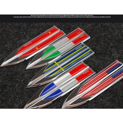 2X 3D Car Styling Italy Russia Germany National Flag Emblem Car Metal Fender Side Sticker Decals For Audi Opel Lada Alfa Romeo