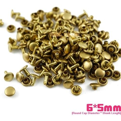 450 set 6*5mm Brass Material Double Cap Round Rapid Rivet Punk Rock Leathercraft Rivet