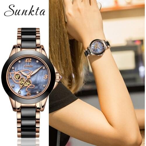 SUNKTA NEW Rose Gold Watch Women Quartz Watches Ladies Top Brand Luxury Female Wrist Watch Girl Clock Wife Gift Relogio Feminino