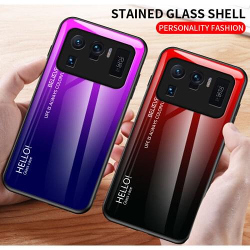 For Xiaomi Mi 11 /Pro /Lite /Ultra Phone Case Luxury Shockproof Gradually Hybrid Glass Shell Back Soft Bumper Cover