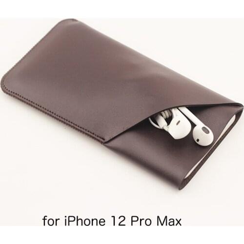 12ProMax Double layer Universal Fillet holster Phone Straight leather case retro for iphone 12 Pro Max pouch