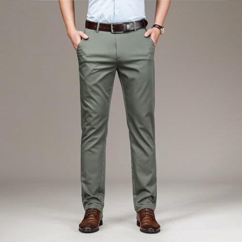 2021 Brand Quality Spring Summer Thin Loose Fit Mens Stretch Fit Pants Business Casual Classic Denim Male Pants 28-40