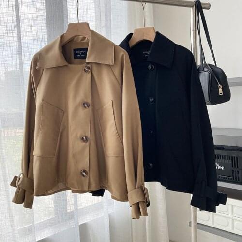 HXJJP New 2021 Autumn Winter Womens Cargo Windbreaker Drawstring Vintage Pockets Outerwear Oversize Trench Tops
