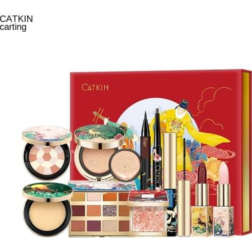 Kating Chunjiang Flower Moon Night Makeup Set Gift Box Air Cushion BB Powder Repair Lipstick Lip Liner Eyebrow Pencil Eyelashes