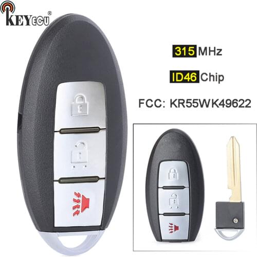 KEYECU 315MHz ID46 Chip KR55WK49622 Keykess Remote Key Fob 3+1 4 Btn for Nissan Murano 370z Infiniti EX35 EX37 FX35 QX50 2009-13