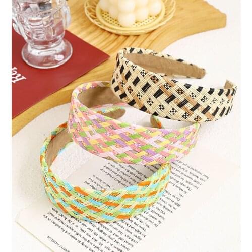 Beautiful Women Handmade Raffia Headband Colorful Hairband for Lady Girls Make-up Wash Face Headdress Hair Accessories