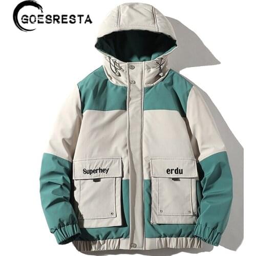 2020 Winter Color Matching 90% White Duck Down Jacket Men Hooded Warm Down Coat Fashion Casual Thicken Large Size Men Parkas