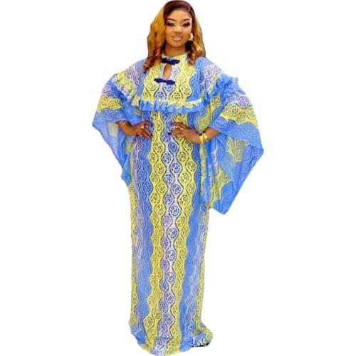 2021 Summer African Clothes Long Maxi Dress African Print Dresses for Women Dashiki Sexy Hollow Out Boubou Robe
