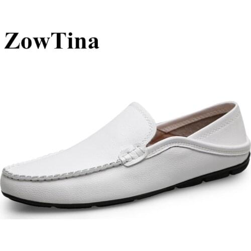 White Leather Men Flats Mocassin Homme Slip On Formal Dress Wedding Shoes Male Creepers Driving Shoes for Man Loafers Espadrille