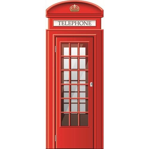 Door Stickers Waterproof Removable Self Adhesive Wall Decals Home Decor(Telephone Booth)