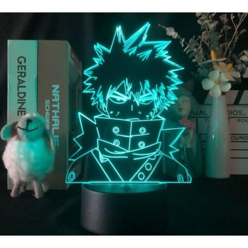 My Hero Academia Night Light LED Acrylic 3D Lava Lamp Katsuki Bakugo Figure Kids Room Anime Nightlight Bluetooth Base Fans Gift