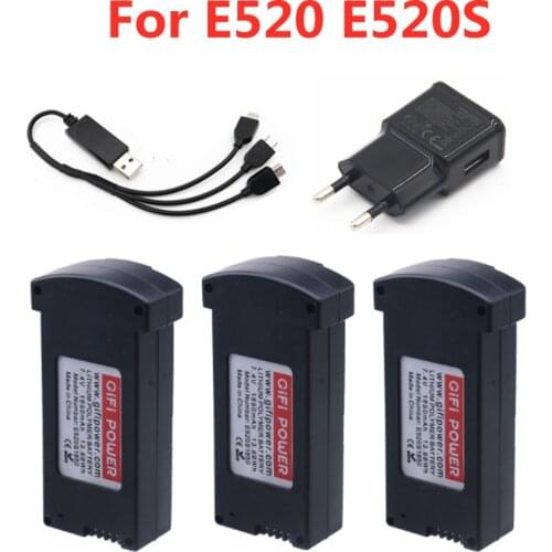 Original 7.4V 1200mAh 25C LiPo Battery with Charger Sets For E520 E520S RC Quadcopter Spare Parts 7.4V Battery For E520 Drone