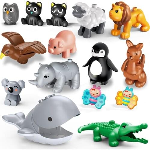 Single Sale Kangaroo Koala Flamingo Big Size Accessories Animals Zoo Wild Animal Building Blocks Educational Toys Gifts For Kids