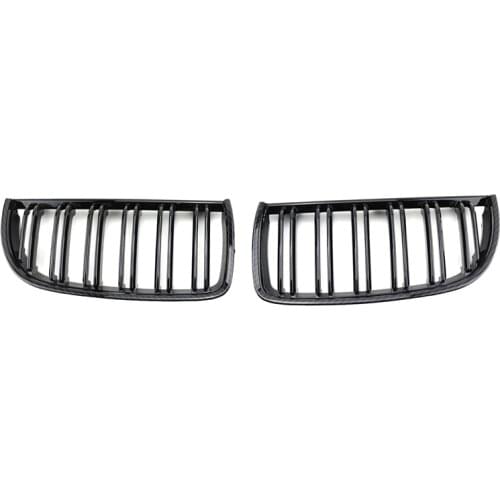 Front Bumper Kidney Grille Dual Line Mesh Grille for-BMW 3 Series E90 318I 320I 323I 325I 2005-2008, Carbon Fiber