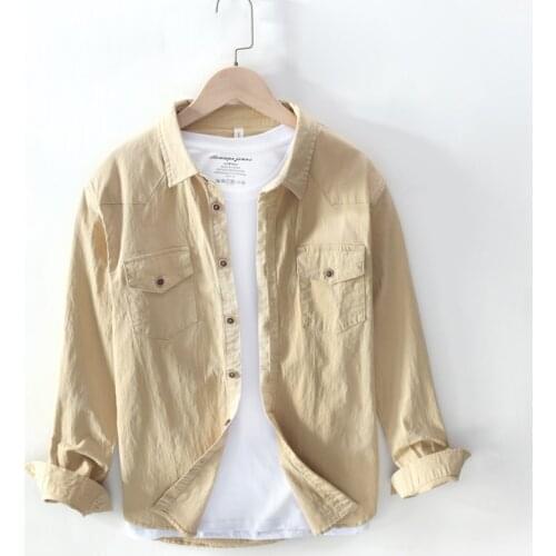 Autumn Japanese Style Fashion Men Shirts High Quality Safari Shirts Multi Pockets Cargo Uniform Long Sleeve Casual Shirts Men