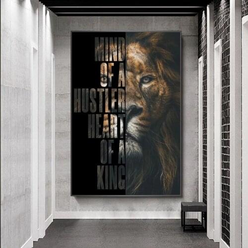 Modern Wild Lion Letters Motivational Quote Canvas Painting Wall Art Posters Prints Cuadros Wall Pictures for Living Room Home