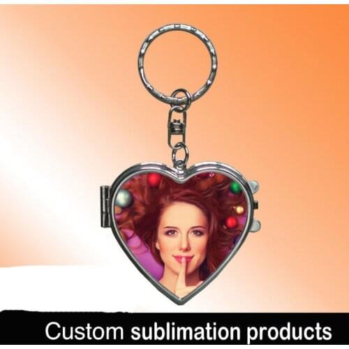 Sublimation heart shape metal keychains can be used as mirror blank products print picture customized design advertising gift
