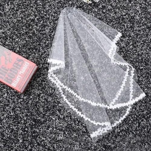Wedding accessories white veil single layer fashion lace veil girl dress accessories children cheap veils bridal veils