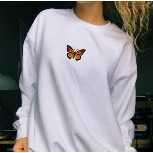 Butterfly Sweatshirt Women Aesthetic Hoodie Crewneck Tops Autumn Womens Clothing Girlfriend Gift Oversized Tops Hoodies