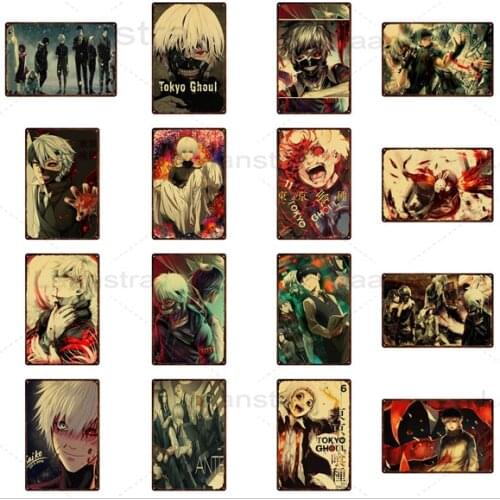 Tokyo Ghoul Metal Sign Japanese Anime Iron Plate Home Decoration Wall Art Picture Tin Plaque Teenager Room Decor Metal Poster