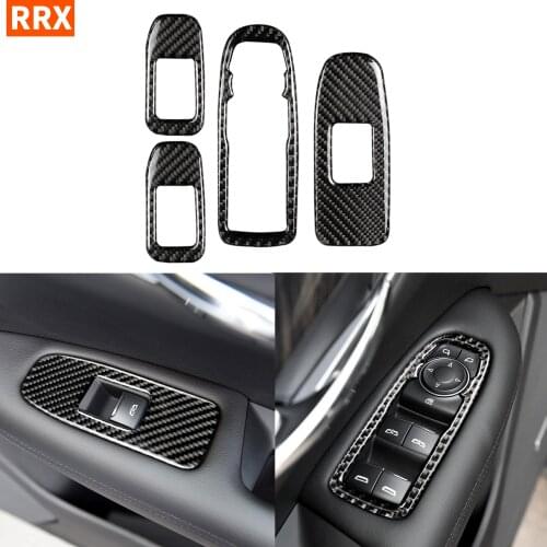 For Cadillac XT5 2016 2017 Carbon Door Panel Black Decal Car Window Lift Button Switch Panel Cover Trim Sticker Car styling