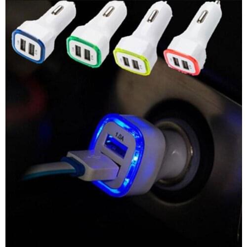 Universal LED Dual USB 2.1A+1.0A Car Charger 2 Port Adapter Cigarette Socket Lighter Mini Mobilephone Car Charger For Cell Phone