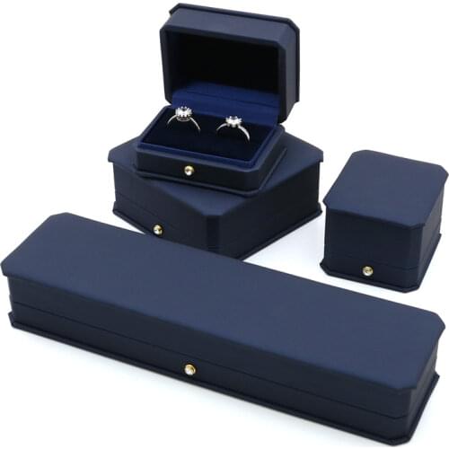 PU Leather Jewelry Cases Popular Double Rings Pendant Necklace Earrings Gift Packaging Box