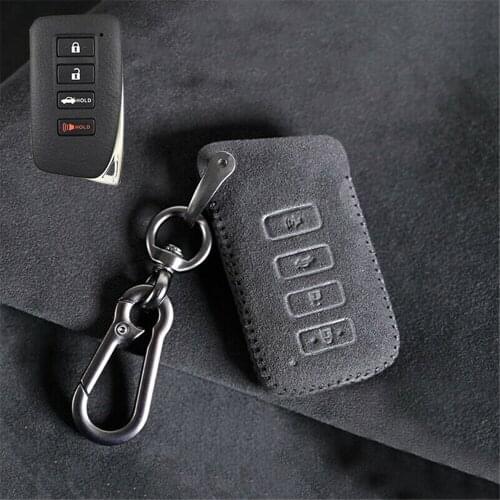 Suede Leather Remote Start Car Key Case Fob Cover Auto Protector Holder Bag For Lexus RX200 RX300 IS300 GS LX RC NX 2015-2020