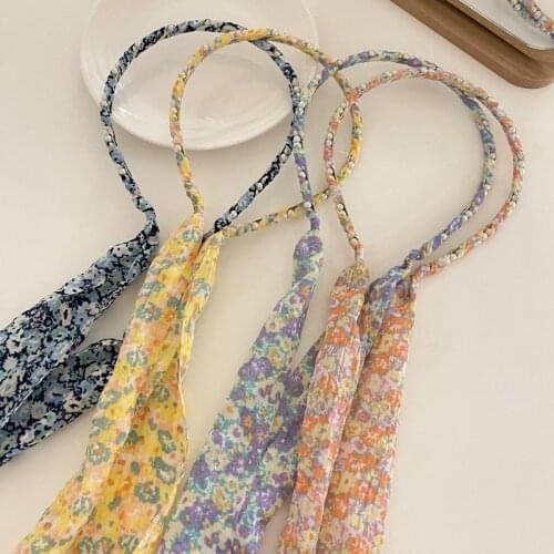 Womans Elegant Printing Ribbon Hair Hoop Pearl Hair Bands Girl Sweet Braided Hair Modelling Fashion Headbands Hair Accessories