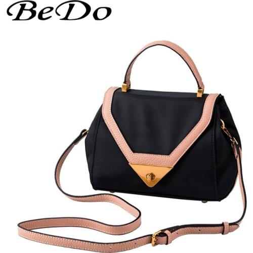 BeDo Top-handle Messenger Bags for Women Cow Leather Long Strap Ladies Solid Color Casual Bags for Teenage Girls Shoulder Bag