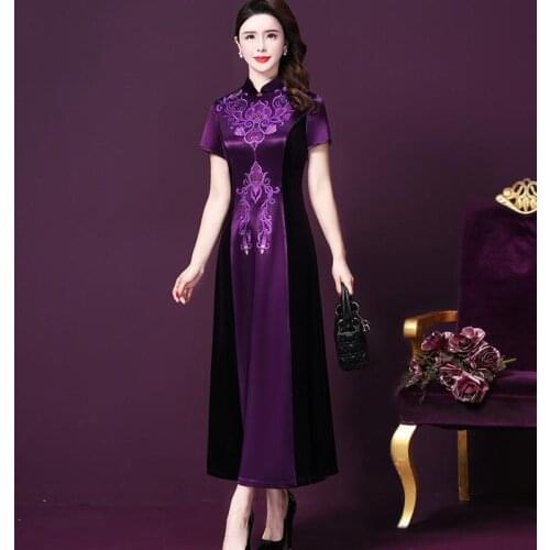 2021 New Summer Vintage Short Sleeve Floral Embroidery Dresses Vestidos High Waist Mid Calf Women Dresses A Line Party Dress