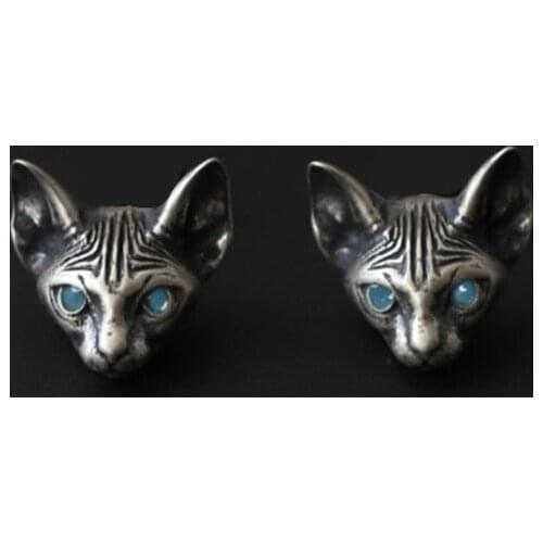 1 Pair Vintage Sphink Cats Stud Earrings Hypoallergenic Punk Cats Earrings Gifts U2JF