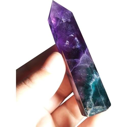 1pcs natural rainbow fluorite point crystal stone obelisk for healing