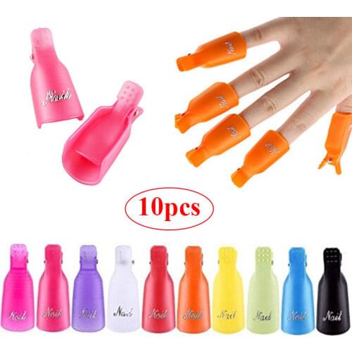10PCS Plastic Nail Art Soak Off Cap Clips Nail Art Tips for Fingers UV Gel Polish Remover Wraps Tools Cleaner Nail Degreaser