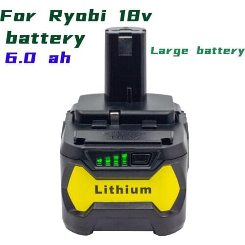 100% Ryobi 18V 6.0Ah Li-ion Rechargeable Battery for Ryobi ONE+ P122 P104 P105 P102 P103 P109 RB18L25 RB18L40 Cordless drills