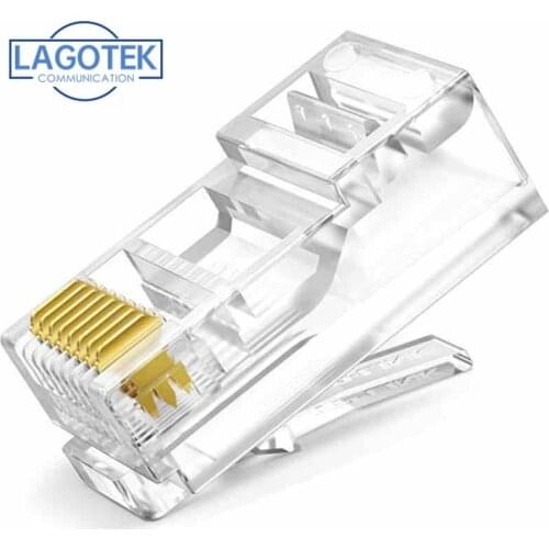 1000pcs/lot Crystal 8Pin RJ45 Modular Plug Rj-45 Network Cable Connector Adapter for Cat5 Cat5e Rj 45 Ethernet Cable Plugs Head