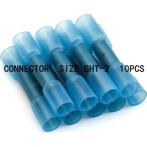 10pcsBHT0.5 BHT1.25 BHT2 BHT5 Heat Shrink Butt Waterproof Insulated Connector Terminal Nylon Brass TerminalAWG26-10Kit