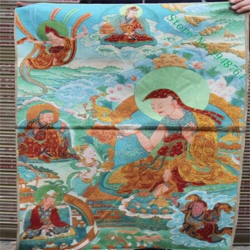 36 inch Chinese Silk embroidery Luo Han Buddha Arhant Nazarite Thangka Paintings Mural