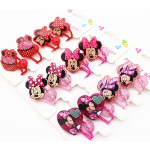 4pcsDisney cartoon children Mickey Mouse hair rope girl birthday gift headwear doll accessories head circle cosmetic rubber band