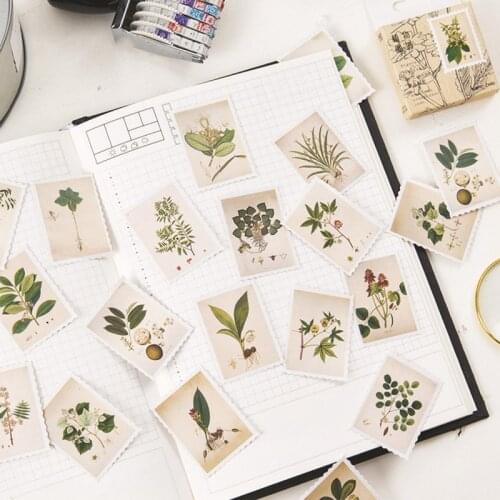 45Pcs/box Vintage Plant Sticker Scrapbooking Creative DIY Journal Decorative Adhesive Sticker Labels Gifts Stationery Supplies