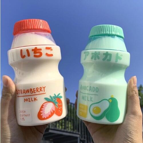 480ml Plastic Cold drink Water Bottle Tour Drinking Bottle Yakult Shape Cute Kawai Milk Carton Shaker Bottle For Kids/Girl/Adult