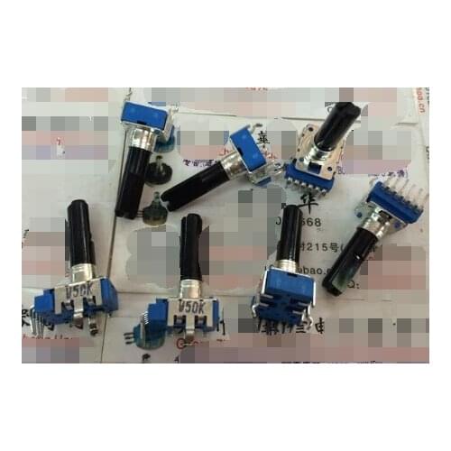 5pcs/lot 142 Vertical double potentiometer W50K handle length 23MMF 6 feet