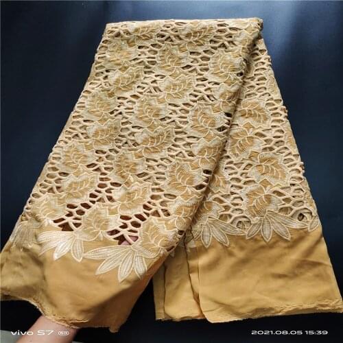 African Cord Lace Fabric Nigerian Lace Fabric 5 Yards Milk Silk Lace With Sequins Water Soluble Lace For Wedding Party J265